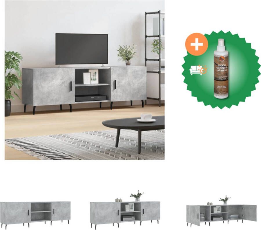 VidaXL TV-meubel Betongrijs 150x30x50cm Stevig Hout IJzer Kast Inclusief Houtreiniger en verfrisser