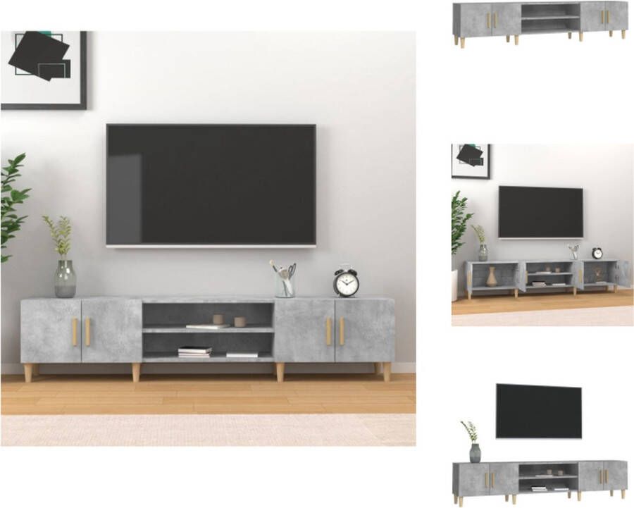 vidaXL TV-Meubel Betongrijs 180 x 31.5 x 40 cm Trendy Duurzaam en Met Voldoende Opbergruimte Kast