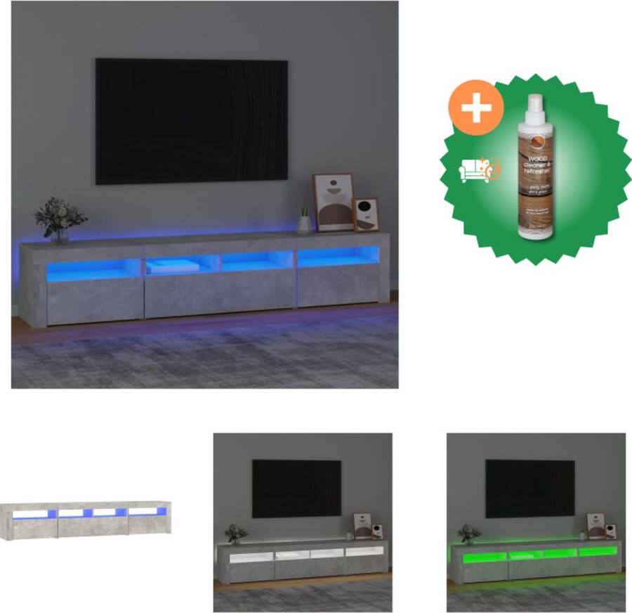 VidaXL TV-meubel Betongrijs 210 x 35 x 40 cm RGB LED-verlichting Kast Inclusief Houtreiniger en verfrisser