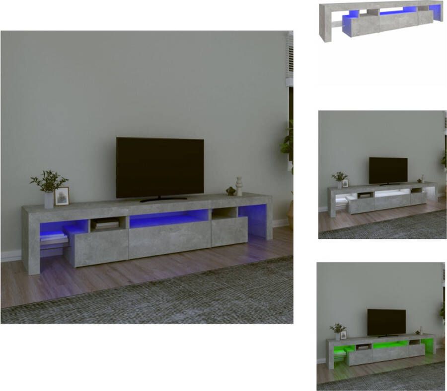 VidaXL TV-meubel Betongrijs 215x36.5x40 cm LED-verlichting Kast