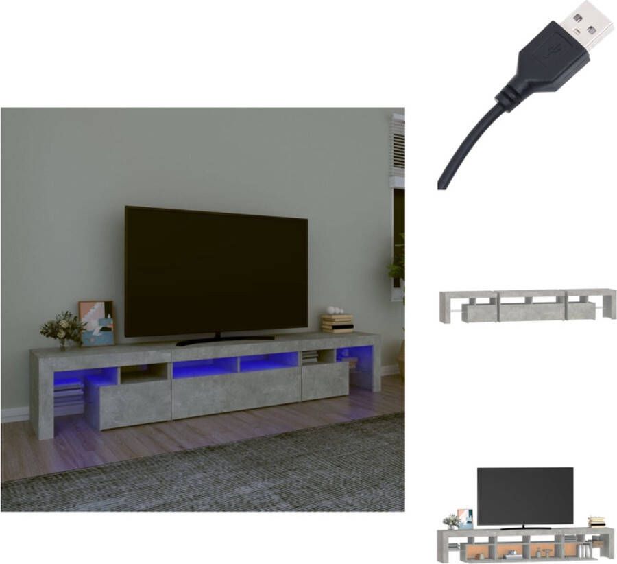 VidaXL -Tv-meubel-met-LED-verlichting-230x36 5x40-cm-betongrijs - Foto 4