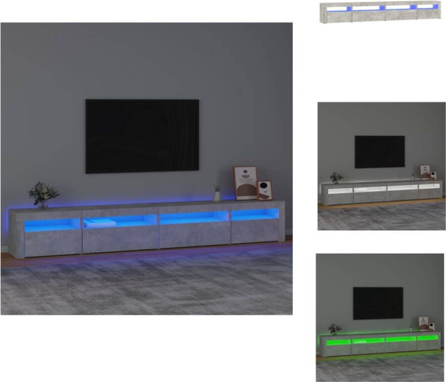 VidaXL TV-Meubel Betongrijs 270x35x40 cm LED-verlichting Kast