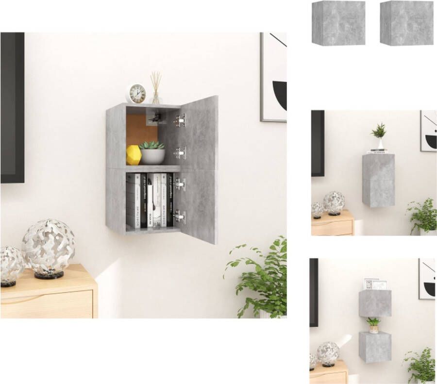 VidaXL TV-meubel betongrijs 30.5x30x30cm Bewerkt hout Links of rechts openend Montage vereist Kast - Foto 3