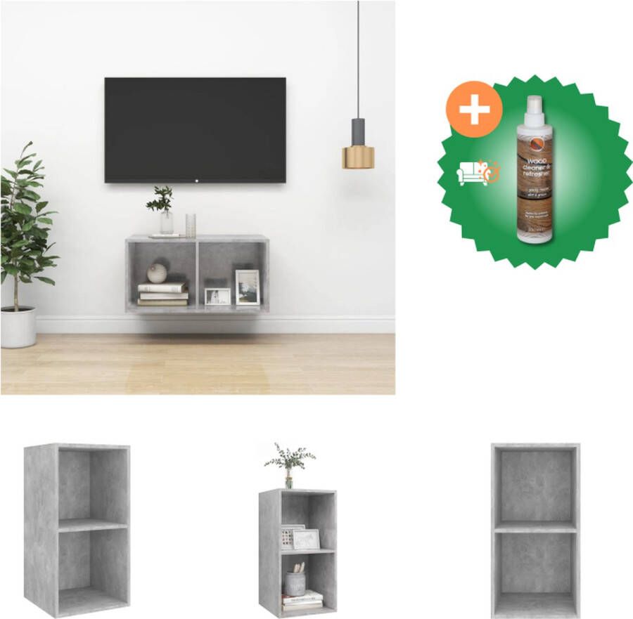 VidaXL Tv-wandmeubel 37x37x72 cm spaanplaat betongrijs Kast Inclusief Houtreiniger en verfrisser