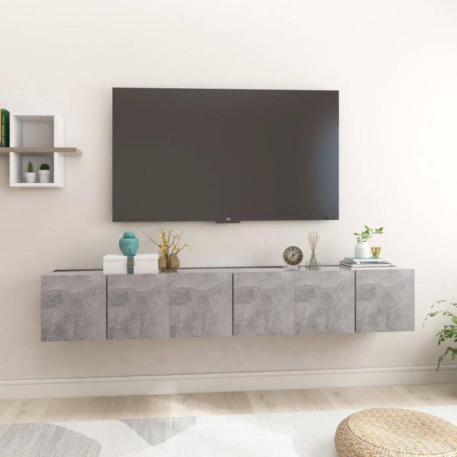 VidaXL Tv-meubel Tv-meubels Tv-kast Tv-kasten Tv-hangmeubelen 3 st 60x30x30 cm betongrijs - Foto 2