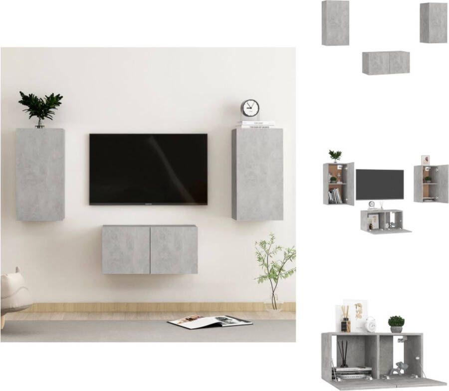 VidaXL Tv-meubelset Tv-meubelsets Tv Meubelset Tv Meubelsets 3-delige Tv-meubelset spaanplaat betongrijs