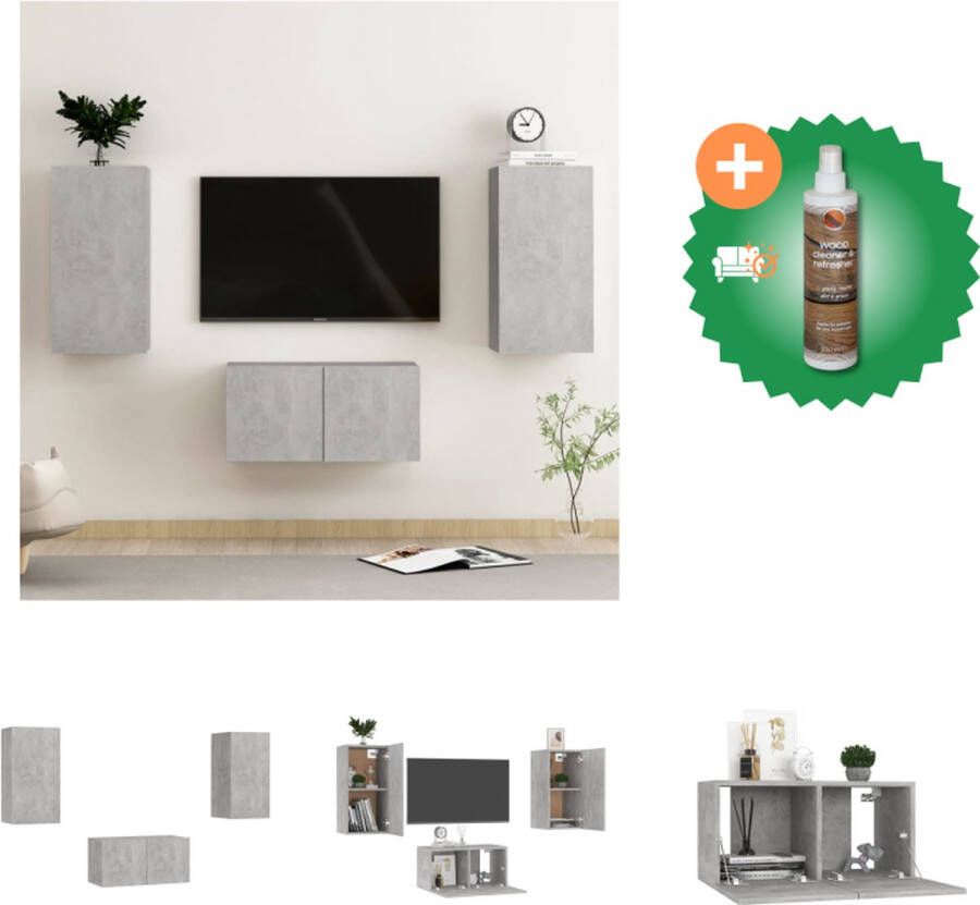 VidaXL Televisiekast Betongrijs Spaanplaat Afmetingen (L) 80x30x30cm (M) 30.5x30x90cm (S) 30.5x30x30cm Kast Inclusief Houtreiniger en verfrisser - Foto 2