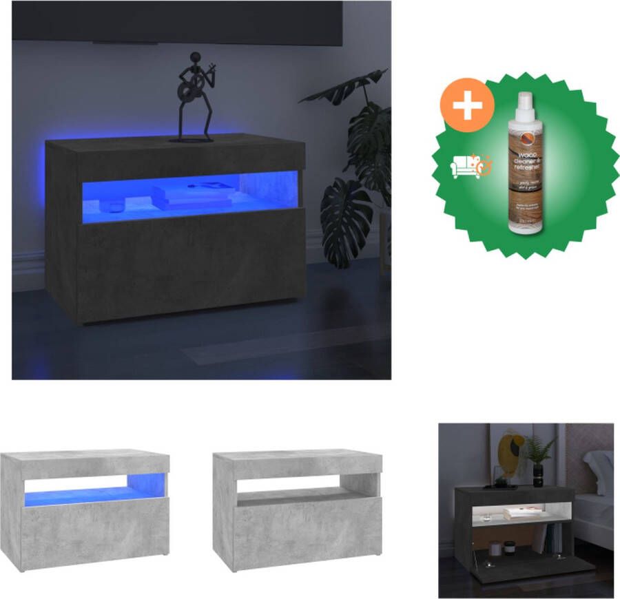 VidaXL Tv-meubel met LED-verlichting 60x35x40 cm betongrijs Kast Inclusief Houtreiniger en verfrisser