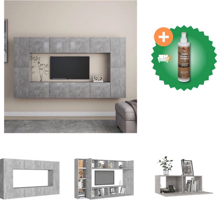 VidaXL Tv-meubel Betongrijs 80 x 30 x 30 cm (L) 30.5 x 30 x 60 cm (M) Kast Inclusief Houtreiniger en verfrisser