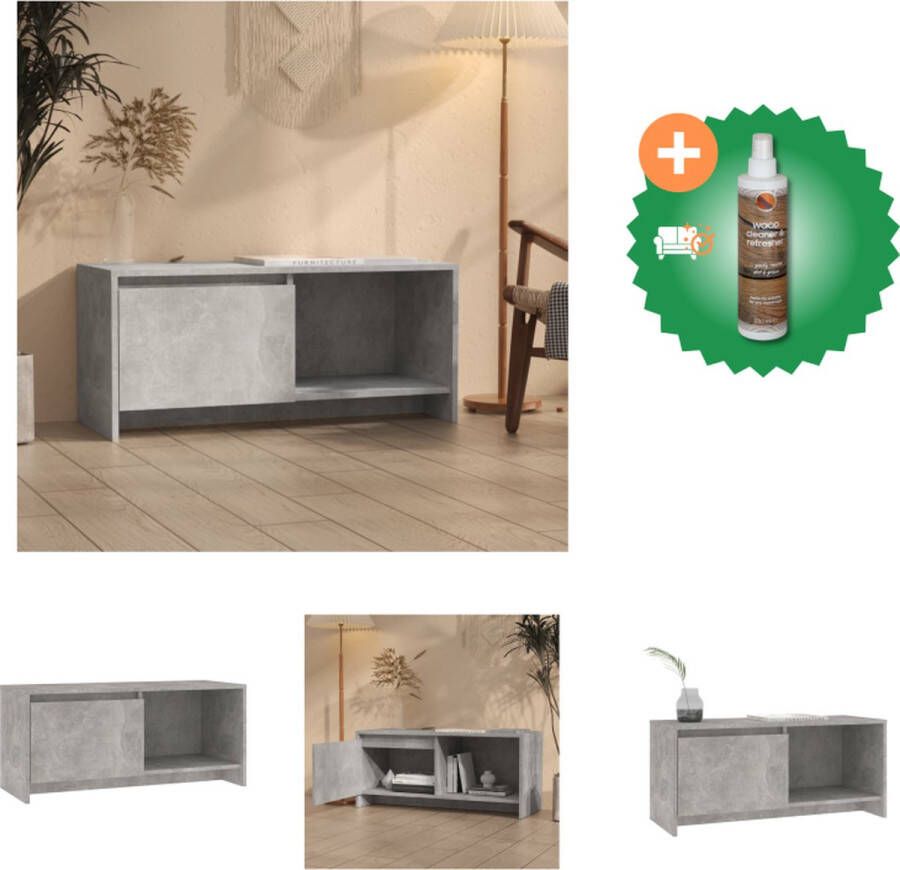 VidaXL TV-meubel Betongrijs 90x35x40 cm opbergvak en schap Kast Inclusief Houtreiniger en verfrisser
