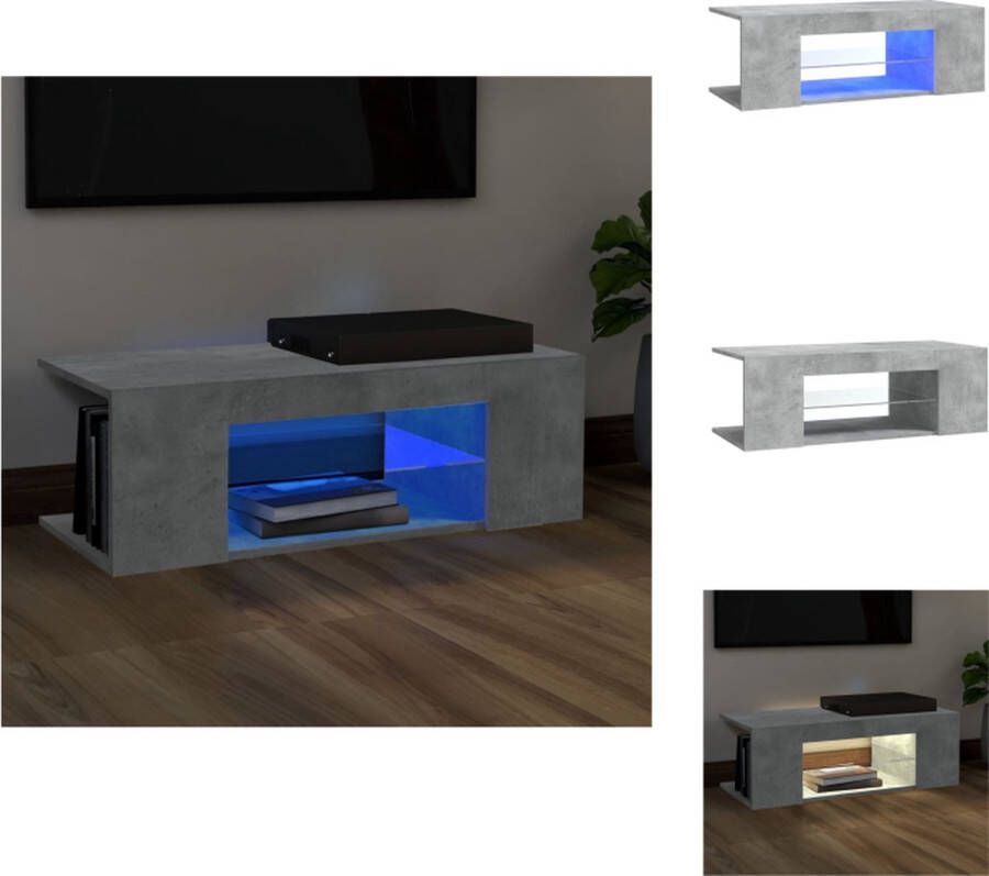 VidaXL Tv-kast Tv-kasten Televisiekast Televisiekasten Tv-meubel met LED-verlichting 90x39x30 cm betongrijs