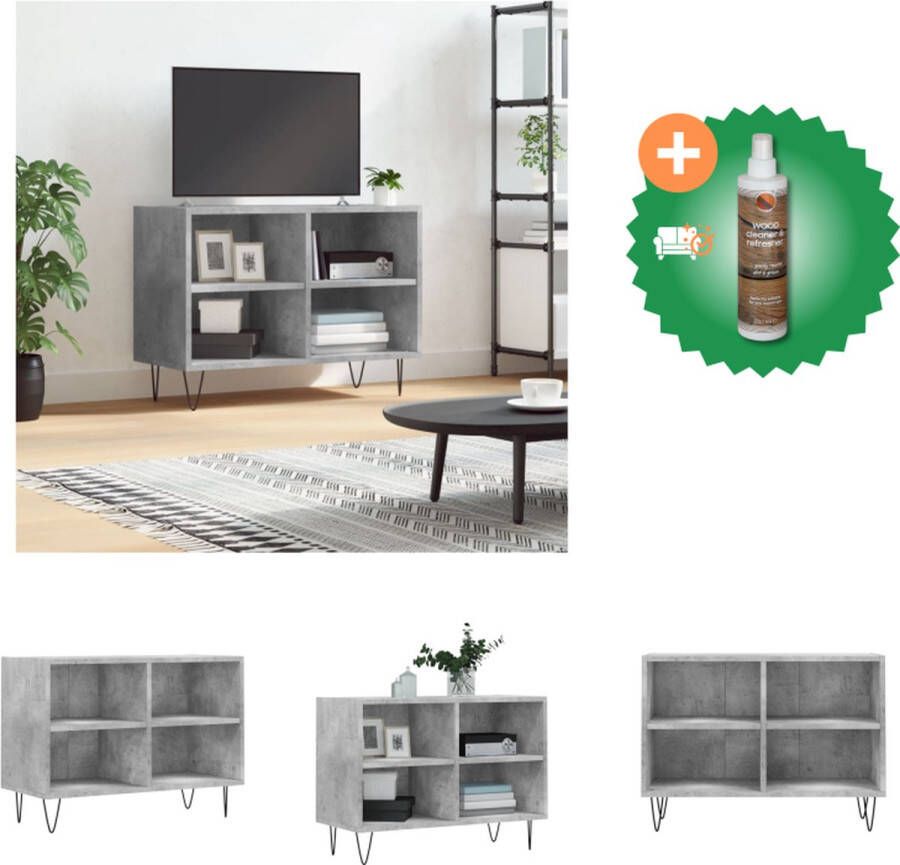 VidaXL TV-meubel Betongrijs Bewerkt hout en ijzer 69.5 x 30 x 50 cm Stevig materiaal voldoende opbergruimte stabiel tafelblad ijzeren poten Kast Inclusief Houtreiniger en verfrisser - Foto 2