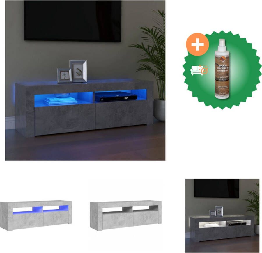 VidaXL TV-meubel Betongrijs Hifi-kast 120 x 35 x 40 cm RGB LED-verlichting Kast Inclusief Houtreiniger en verfrisser - Foto 3
