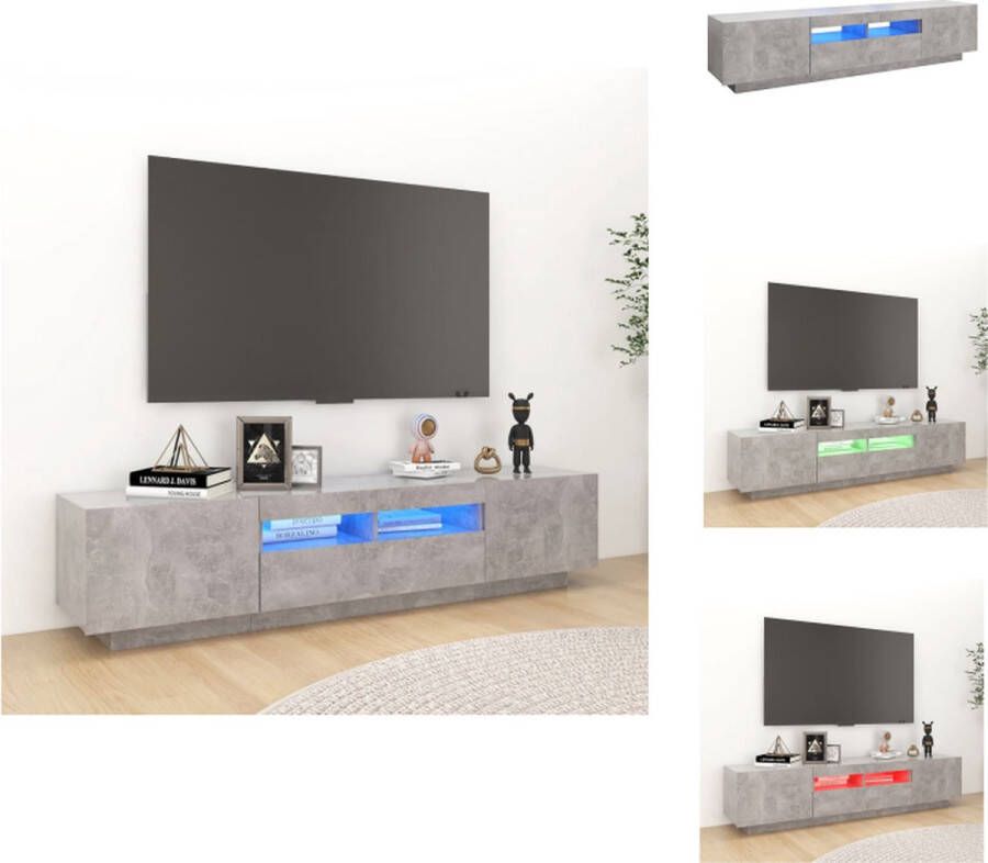 VidaXL Tv-meubel Betongrijs Hifi-kast 180x35x40cm LED-verlichting USB-aansluiting Kast