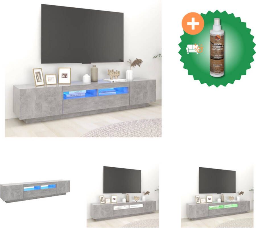 VidaXL TV-meubel Betongrijs Hifi-kast met LED-verlichting 200 x 35 x 40 cm RGB LED USB-aansluiting Montage vereist Kast Inclusief Houtreiniger en verfrisser