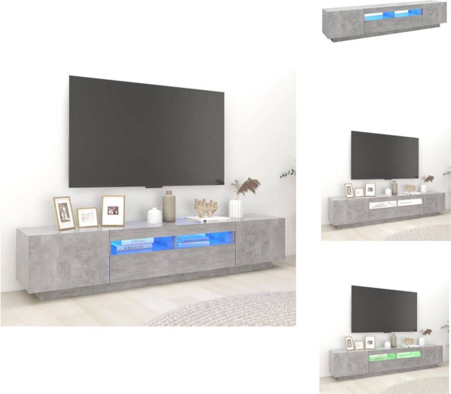 vidaXL TV-meubel Betongrijs Hifi-kast met LED-verlichting 200 x 35 x 40 cm RGB LED USB-aansluiting Montage vereist Kast