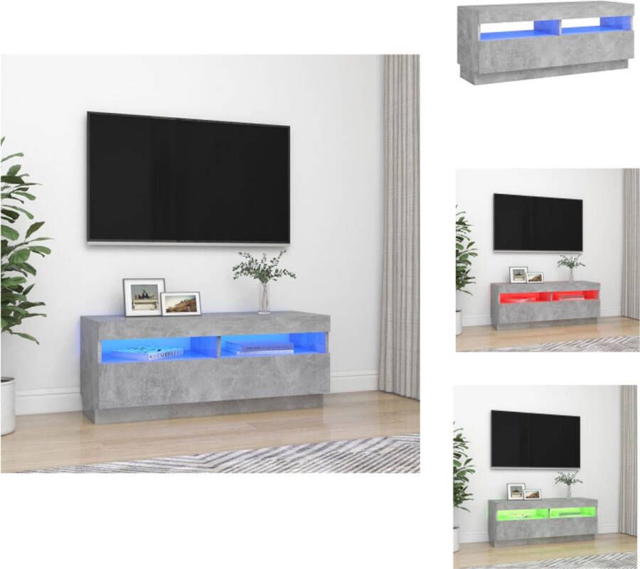 VidaXL TV-meubel Betongrijs LED-verlichting 100x35x40 cm Duurzaam Kast