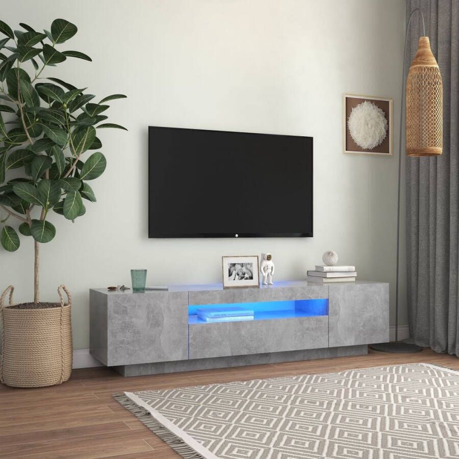 VidaXL TV-meubel Betongrijs LED-verlichting 160 x 35 x 40 cm RGB LED Montage vereist Kast