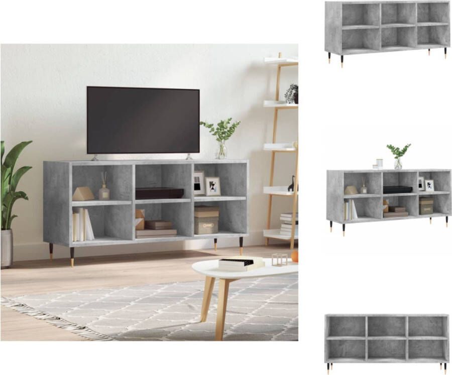 VidaXL TV-meubel Betongrijs Praktische Opbergruimte 103.5 x 30 x 50 cm Stevig Houten Materiaal Kast