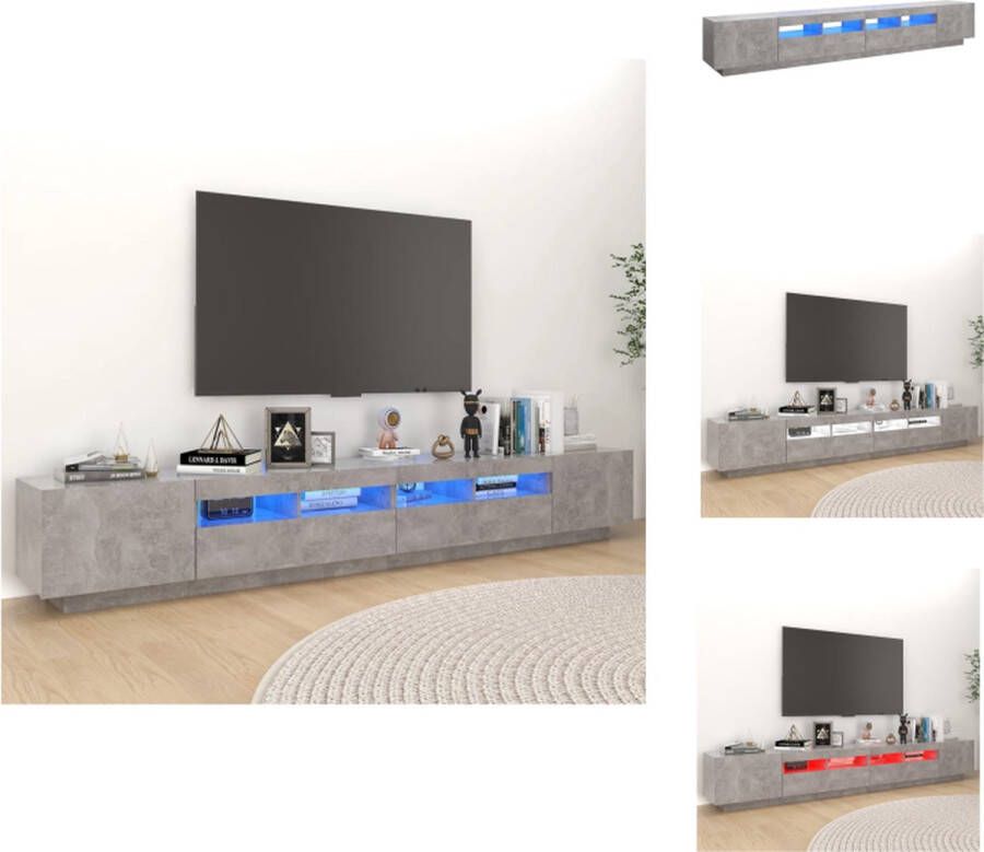 vidaXL TV-meubel Betongrijs RGB LED-verlichting 260 x 35 x 40 cm USB-aansluiting Montage vereist Kast