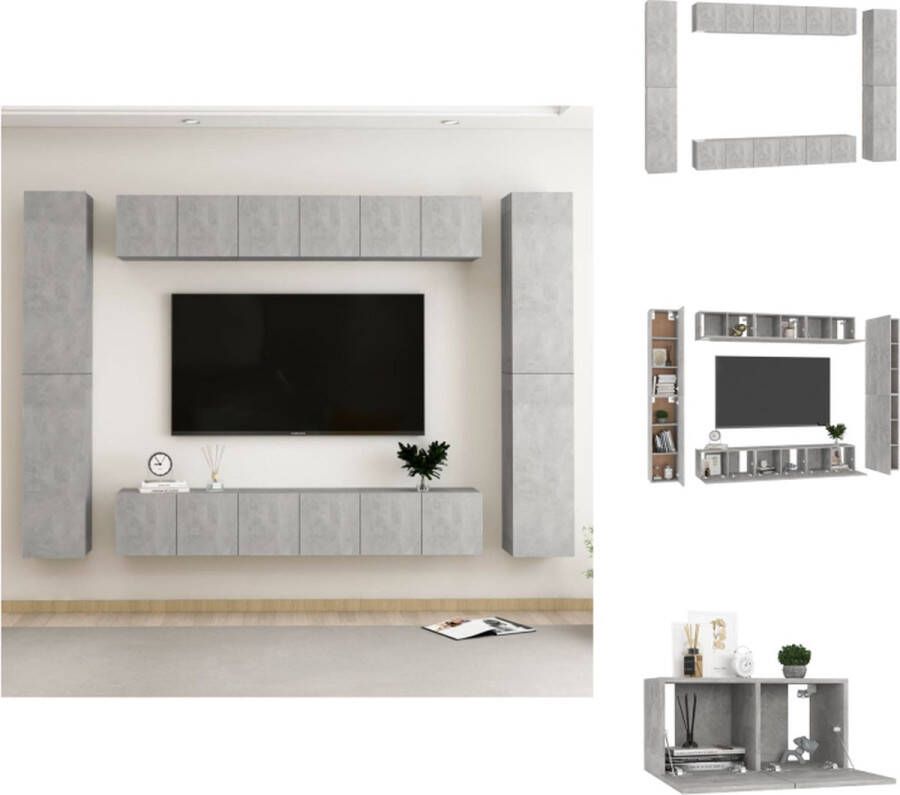 VidaXL TV-meubel Betongrijs Set van 6 (L) en 4 (M) 60x30x30 cm (L) en 30.5x30x90 cm (M) Spaanplaat Kast