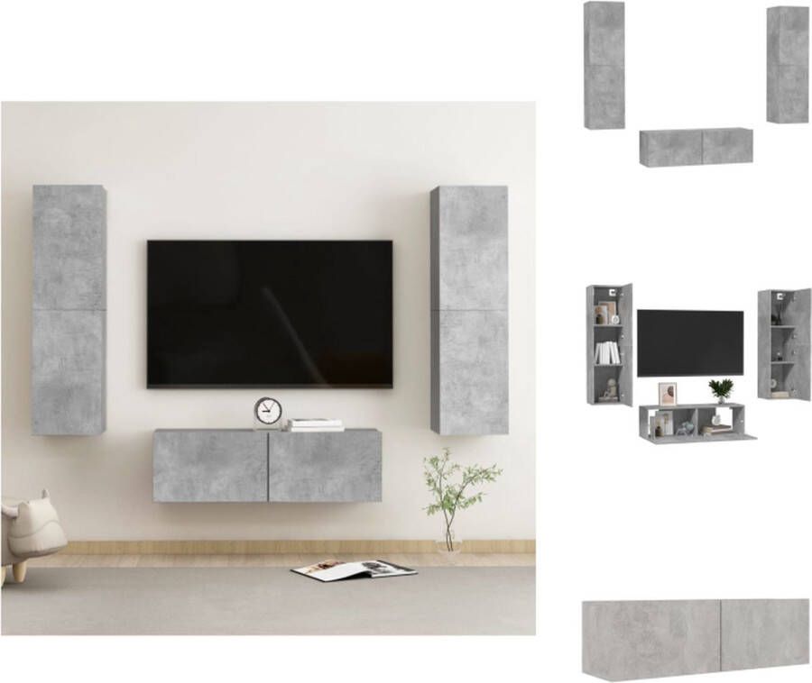 VidaXL tv-meubel betongrijs spaanplaat 100x30x30cm en 30.5x30x110cm Kast