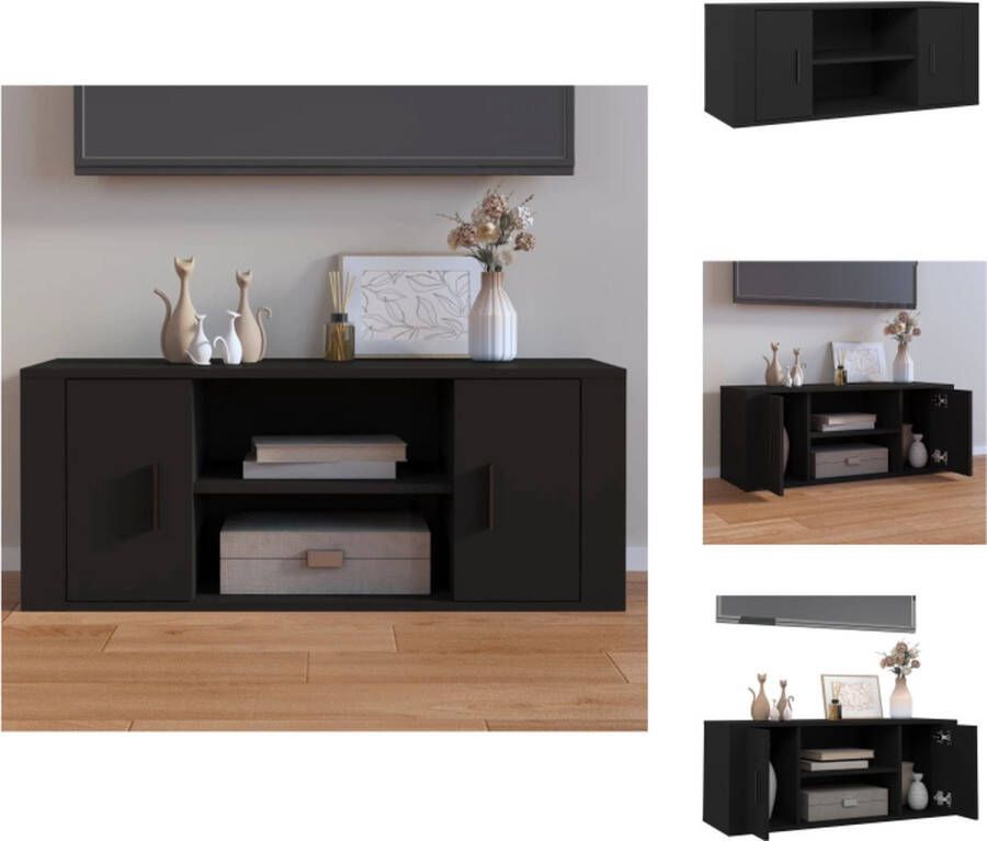 VidaXL Tv-kast Tv-kasten Tv-meubel Met LED-verlichting Tv-meubel 100x35x40 cm bewerkt hout zwart