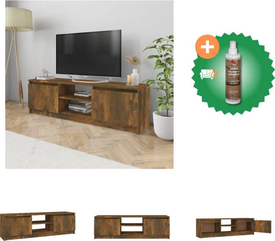 VidaXL Tv-meubel 120x30x35-5 cm bewerkt hout gerookt eikenkleurig Kast Inclusief Houtreiniger en verfrisser