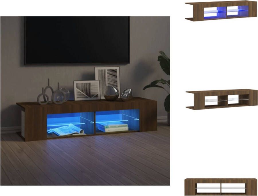 VidaXL Tv-kast Tv-kasten Tv-meubel Met LED-verlichting Tv-meubel met LED-verlichting 135x39x30 cm bruineikenkleurig - Foto 2