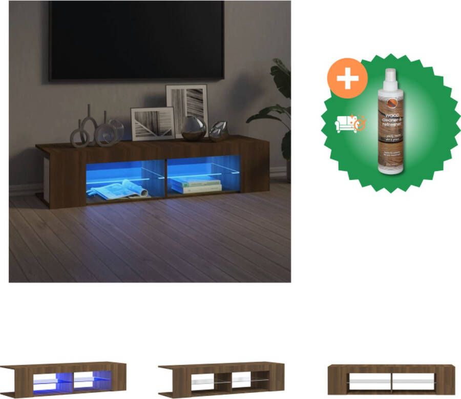 VidaXL Tv-meubel met LED-verlichting 135x39x30 cm bruineikenkleurig Kast Inclusief Houtreiniger en verfrisser