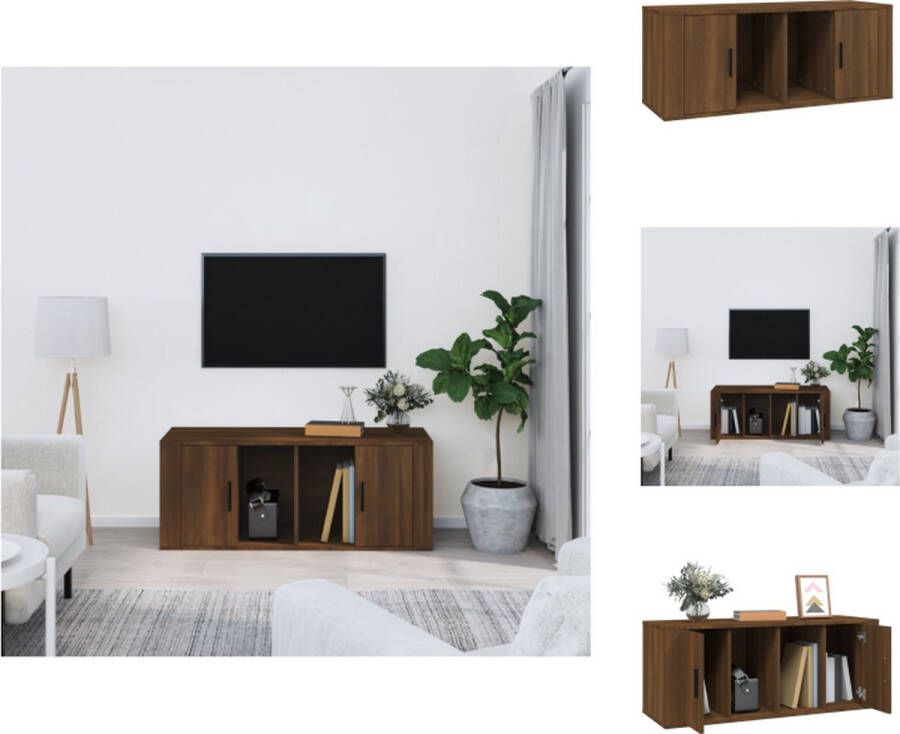 VidaXL Tv-kast Tv-kasten Tv-meubel Met LED-verlichting Tv-meubel 100x35x40 cm bewerkt hout bruineikenkleurig - Foto 1