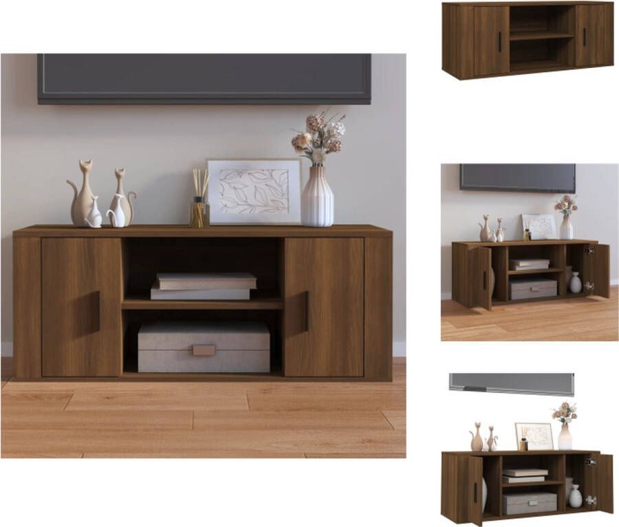 VidaXL Tv-kast Tv-kasten Tv-meubel Met LED-verlichting Tv-meubel 100x35x40 cm bewerkt hout bruineikenkleurig