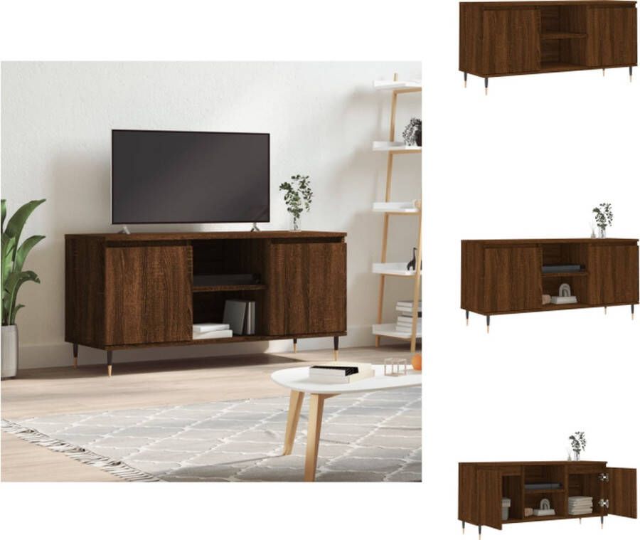 VidaXL Tv-meubel Bruineiken 104 x 35 x 50 cm Hout Ijzer Kast