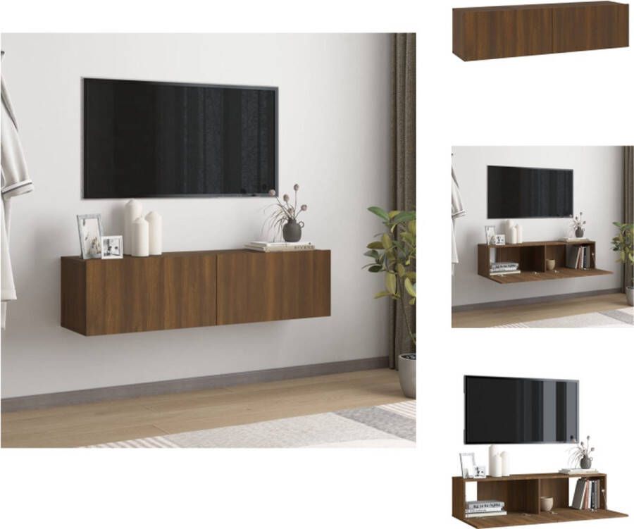 VidaXL Tv-muurkast Tv-muurkasten Tv-steun Tv-meubel Tv-wandmeubel 120x30x30 cm bewerkt hout bruineikenkleurig - Foto 2