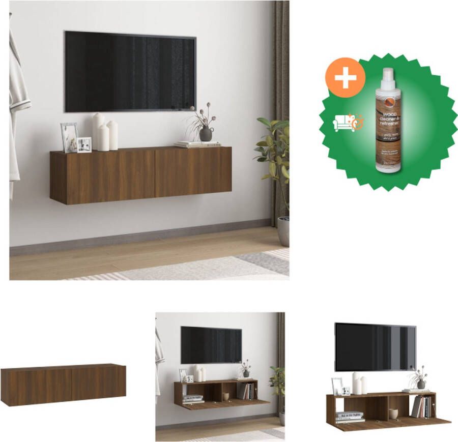 VidaXL Tv-wandmeubel 120x30x30 cm bewerkt hout bruineikenkleurig Kast Inclusief Houtreiniger en verfrisser