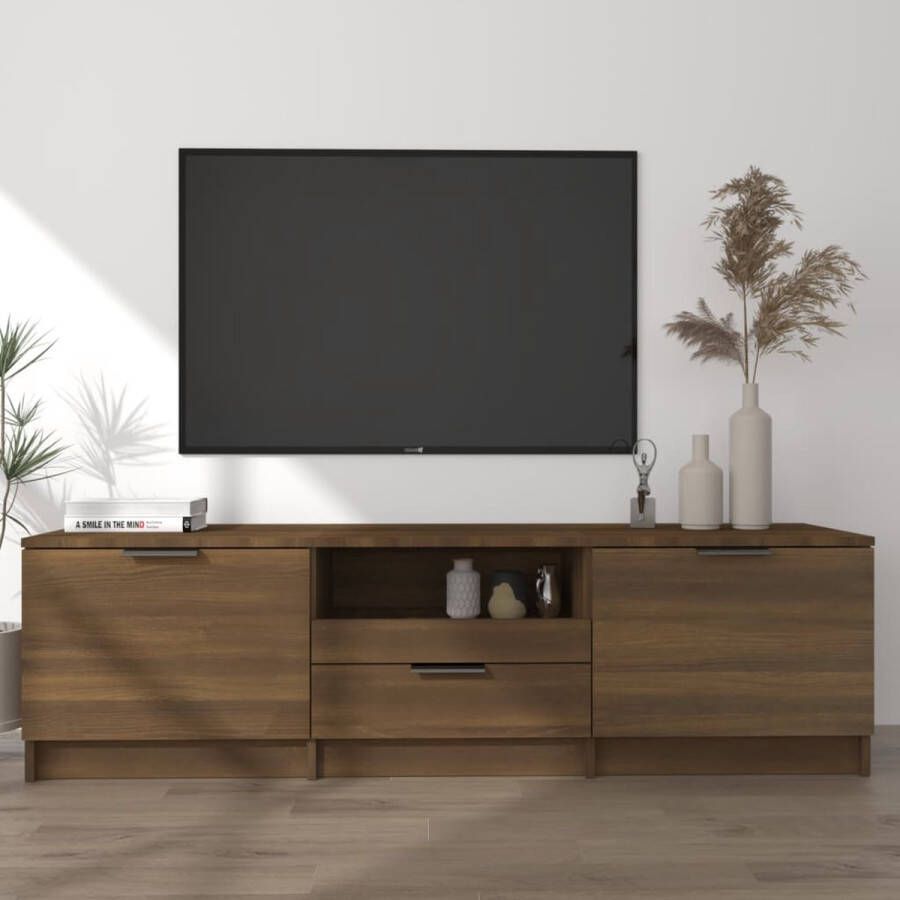 VidaXL TV-meubel Bruineiken 140x35x40 cm Praktisch Hoogwaardig Materiaal Voldoende Opbergruimte Stevig Blad Kast - Foto 2