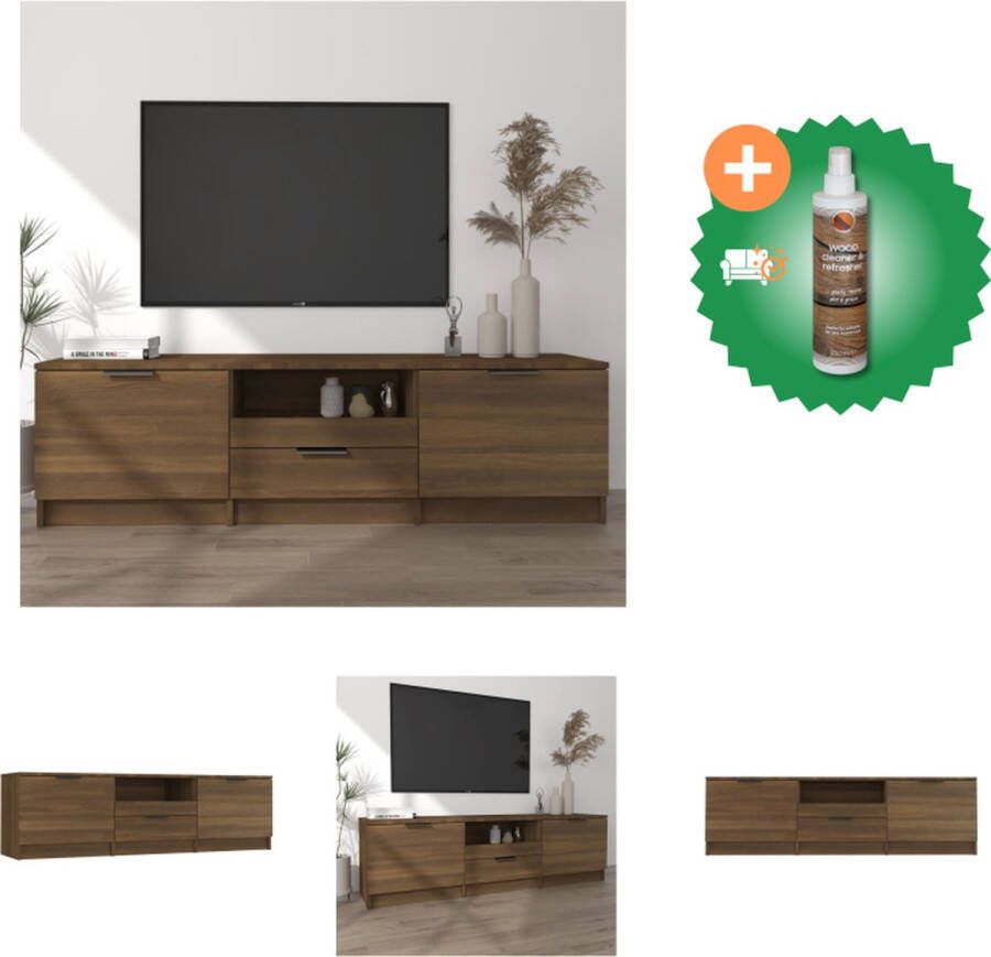 VidaXL TV-meubel Bruineiken 140x35x40 cm Praktisch Hoogwaardig Materiaal Voldoende Opbergruimte Stevig Blad Kast Inclusief Houtreiniger en verfrisser