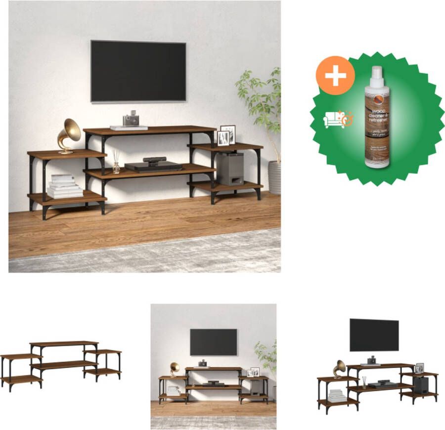 VidaXL Tv-meubel Bruineiken 157 x 35 x 52 cm Duurzaam hout en staal Kast Inclusief Houtreiniger en verfrisser