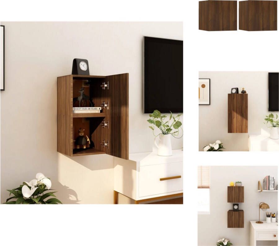 VidaXL Tv-wandmeubel Tv-wandmeubelen Tv-meubel Televisiemeubel Tv-wandmeubelen 4 st 30-5x30x30 cm bruineikenkleurig - Foto 3
