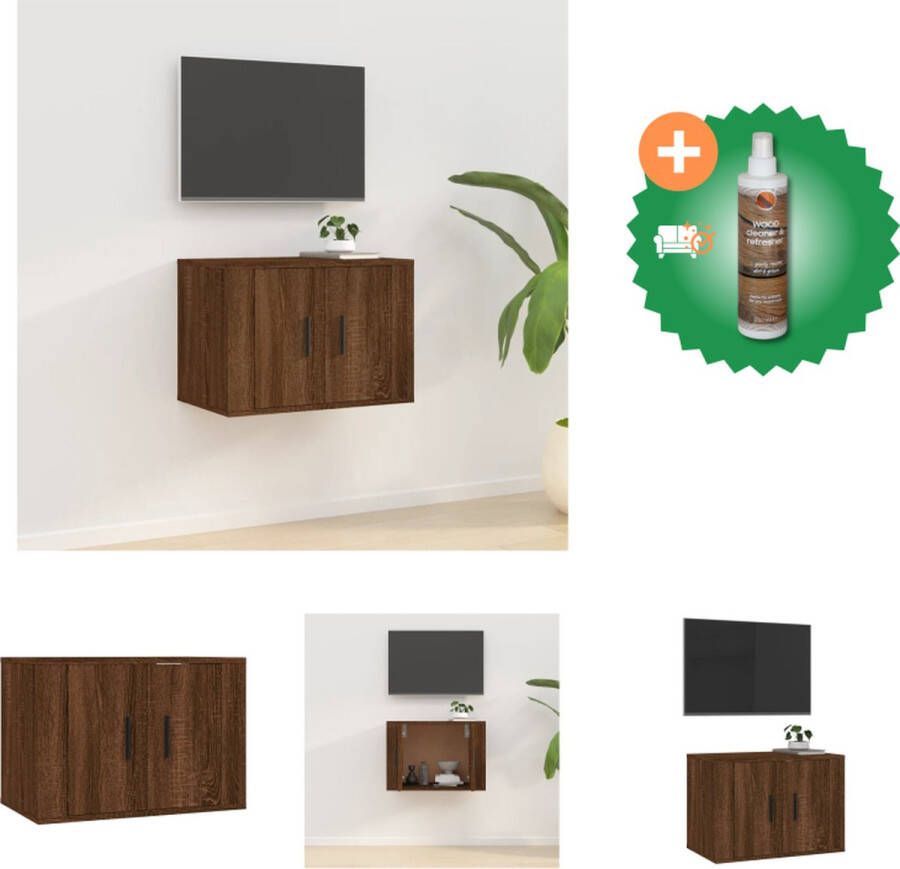 VidaXL TV-meubel bruineiken 57 x 34.5 x 40 cm wandgemonteerd Kast Inclusief Houtreiniger en verfrisser