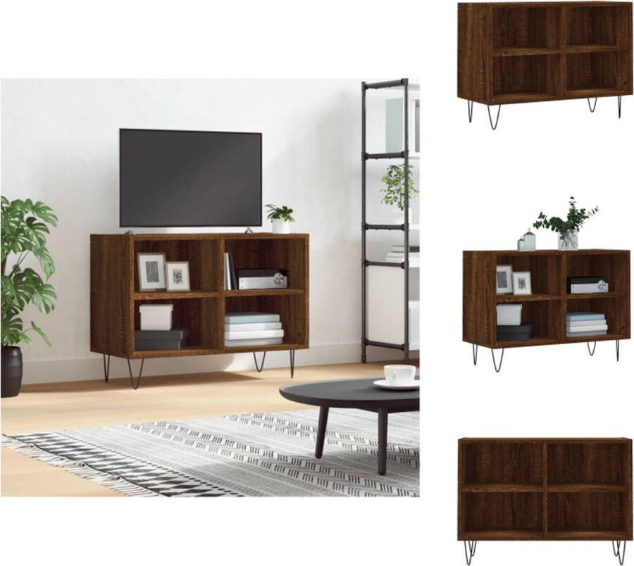 VidaXL Tv-meubel Bruineiken 69.5 x 30 x 50 cm Opbergruimte Bewerkt hout ijzer Kast