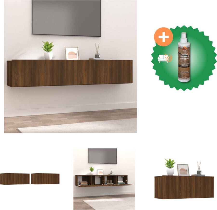 VidaXL TV-meubel Bruineiken 80 x 30 x 30 cm Neerklapbare deuren 2 stuks Kast Inclusief Houtreiniger en verfrisser