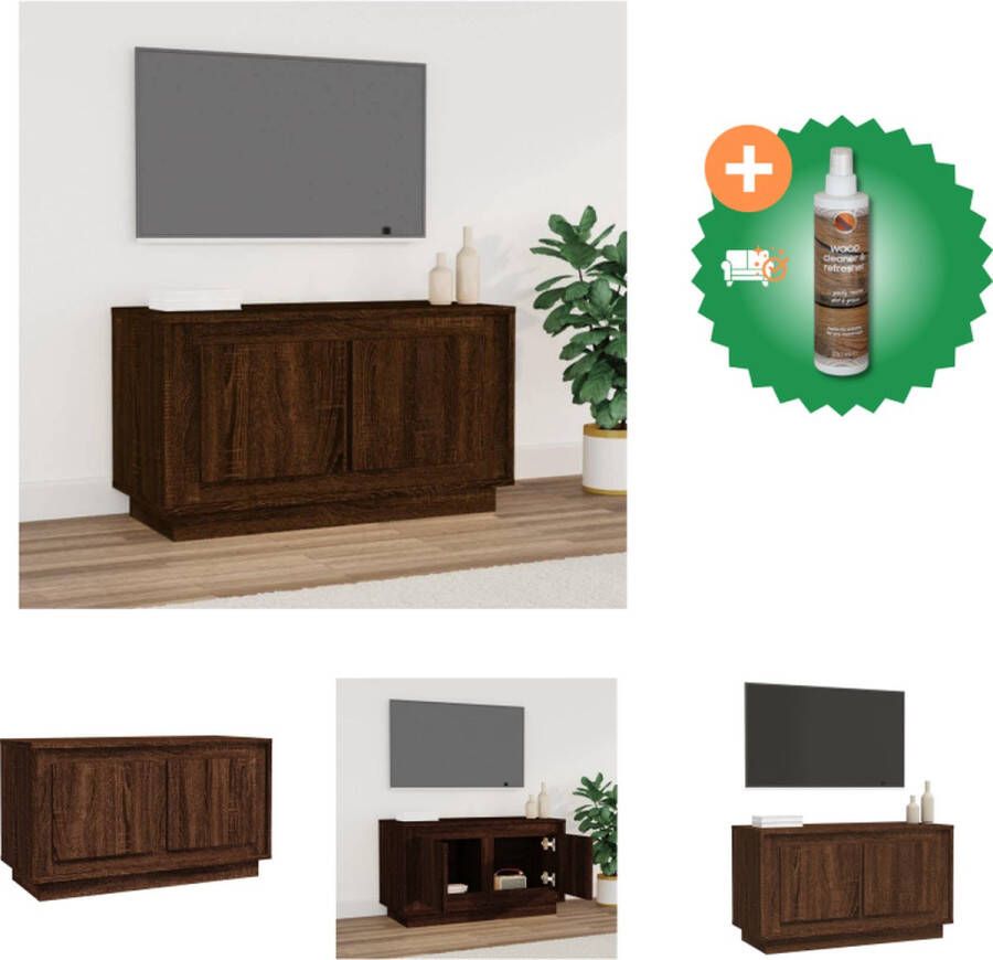 VidaXL TV-meubel Bruineiken 80x35x45 cm Trendy en praktisch design duurzaam bewerkt hout voldoende opbergruimte stevig blad praktische deuren Handleiding inbegrepen Kast Inclusief Houtreiniger en verfrisser