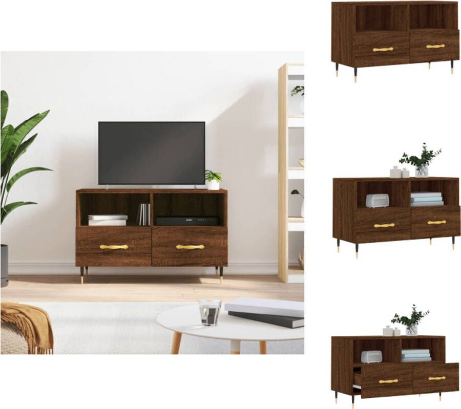 VidaXL Tv-meubel Bruineiken 80x36x50cm Bewerkt hout en ijzer Kast