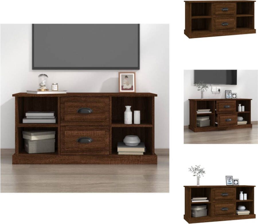 vidaXL TV-meubel Bruineiken 99.5 x 35.5 x 48 cm Trendy en praktisch design Duurzaam bewerkt hout Voldoende opbergruimte Stevig oppervlak Kast