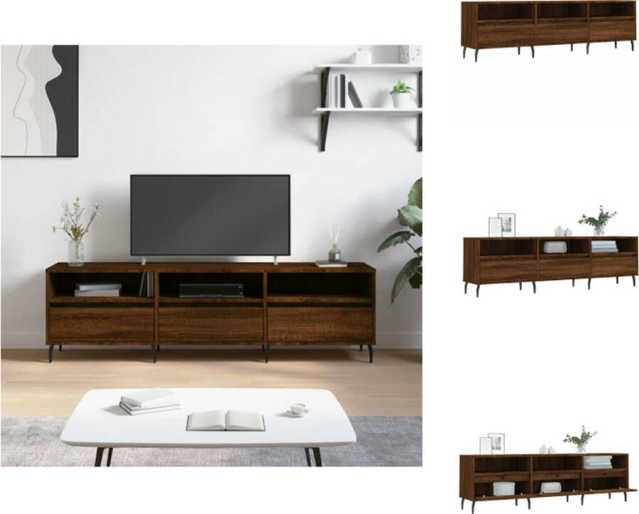 VidaXL TV-meubel Bruineiken Bewerkt Hout 150 x 30 x 44.5 cm Veel opbergruimte Kast