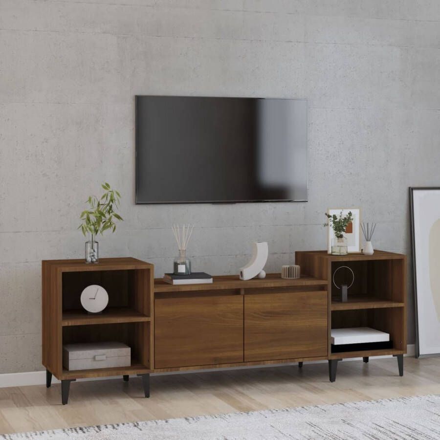 VidaXL TV-meubel Bruineiken Bewerkt hout 160 x 35 x 55 cm 6 vakken Kast