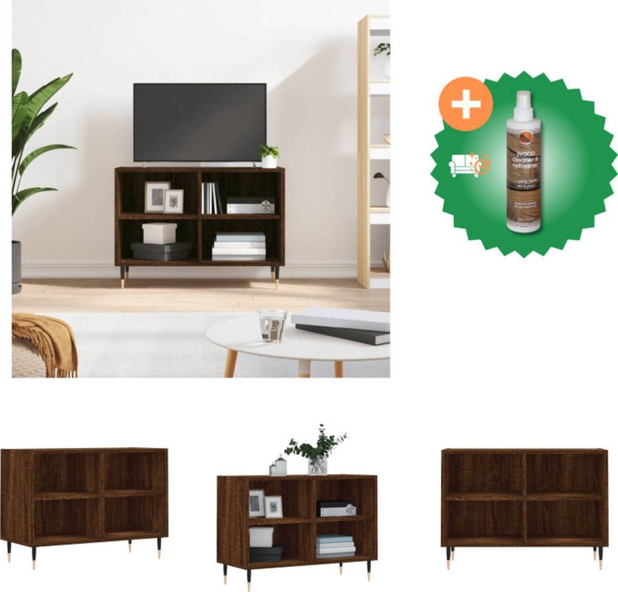 VidaXL TV-meubel TV-kast 69.5 x 30 x 50 cm Bruineiken Stevig hout Voldoende opbergruimte Kast Inclusief Houtreiniger en verfrisser - Foto 2
