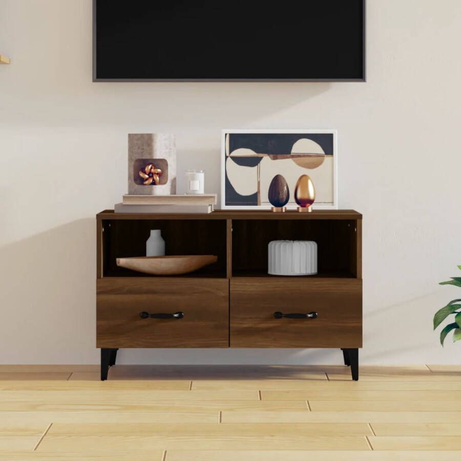 VidaXL TV-meubel Bruineiken naam Media-kast 80 x 36 x 50 cm (B x D x H) Stevig houten blad Kast