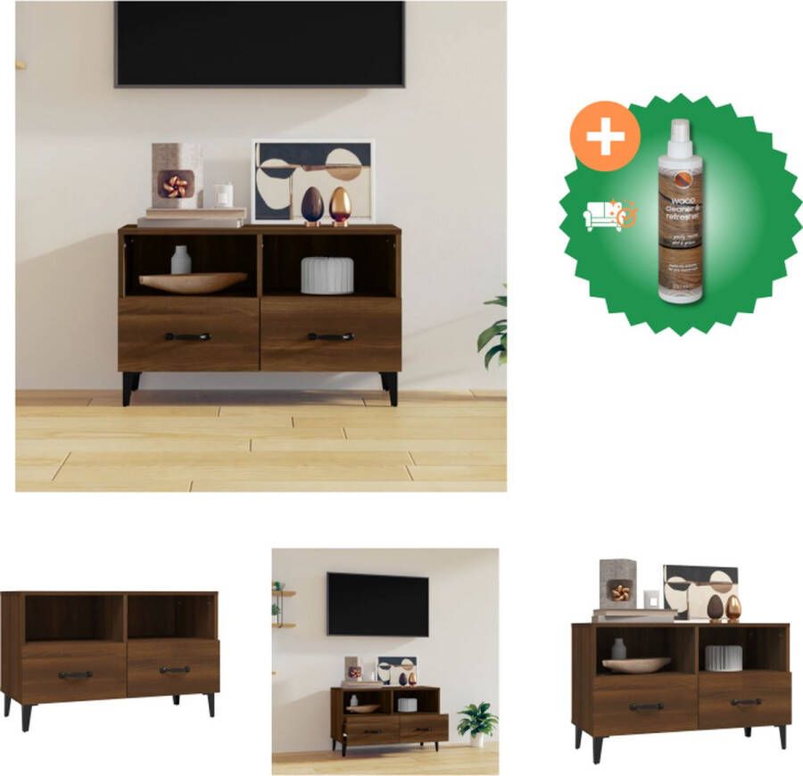 VidaXL TV-meubel Bruineiken naam Media-kast 80 x 36 x 50 cm (B x D x H) Stevig houten blad Kast Inclusief Houtreiniger en verfrisser